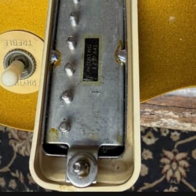 Vintage 1971 Gibson Les Paul Deluxe Goldtop - Rare Dark Back - Embossed Gibson Pickup Covers - Wonderful Condition With No Breaks Or Repairs - Vintage Patent Pending Gold Grover Tuners Installed - 9.4 LBS - Original Purple Lined Case image 12