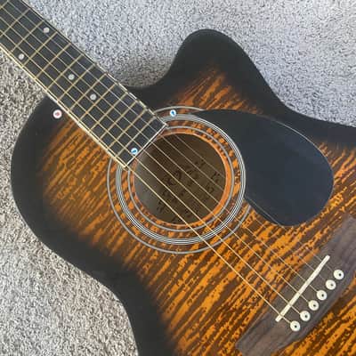 Veneer Tiger Maple Top 40 Inch Acoustic Guitar, Mahogany Neck Rosewood Fretboard image 10