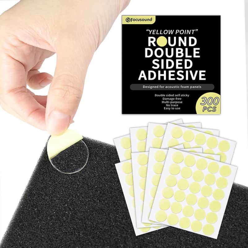 300 Pack Yellow Point Double-Sided Adhesive Dots for Acoustic Soundproofing Foam Panels image 1