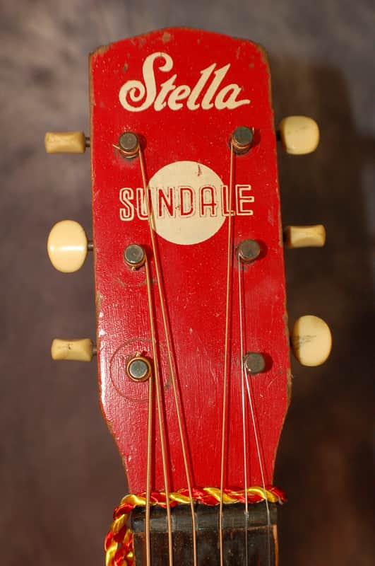 1955 Red White Harmony Sundale Stella Colorama Cowboy Guitar Cord