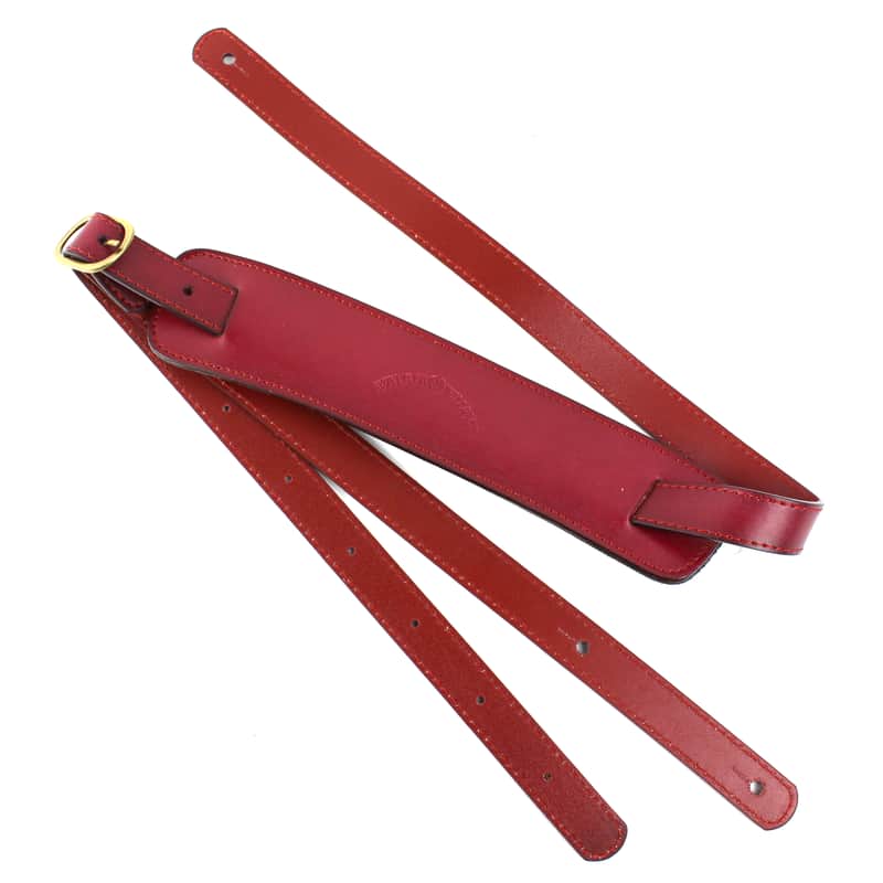 Walker & Williams C-18-BRD Bourbon Red Leather Vintage Slash Strap w/Deluxe Suede Pad Extra Long image 1