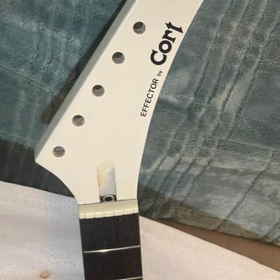 NOS. "NewVintage Cort banana Rare Flawless neck Effector bone stock NEW N.O.S. guitar neck 1970's - white flawless w factory screened logo Unplayed new frets image 1