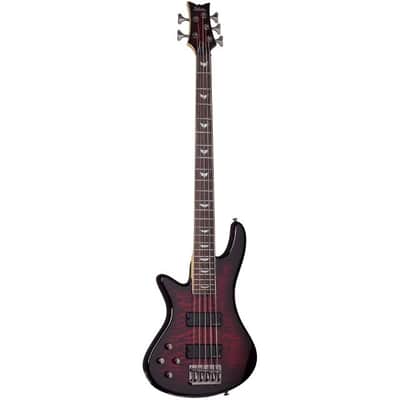 Schecter Stiletto Extreme-5 Left Handed Bass Guitar Black Cherry image 2