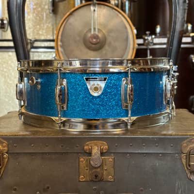 VINTAGE 1970's Ludwig 5x14 Standard Snare Drum in Blue Sparkle image 1