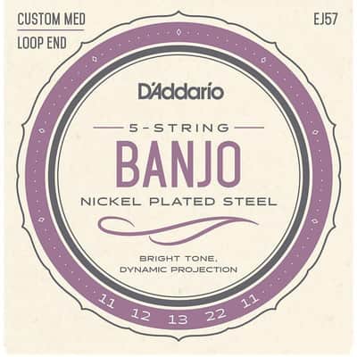 D'Addario EJ57 Nickel 5 String Banjo Guitar Strings, Custom Medium, 11-22 image 1