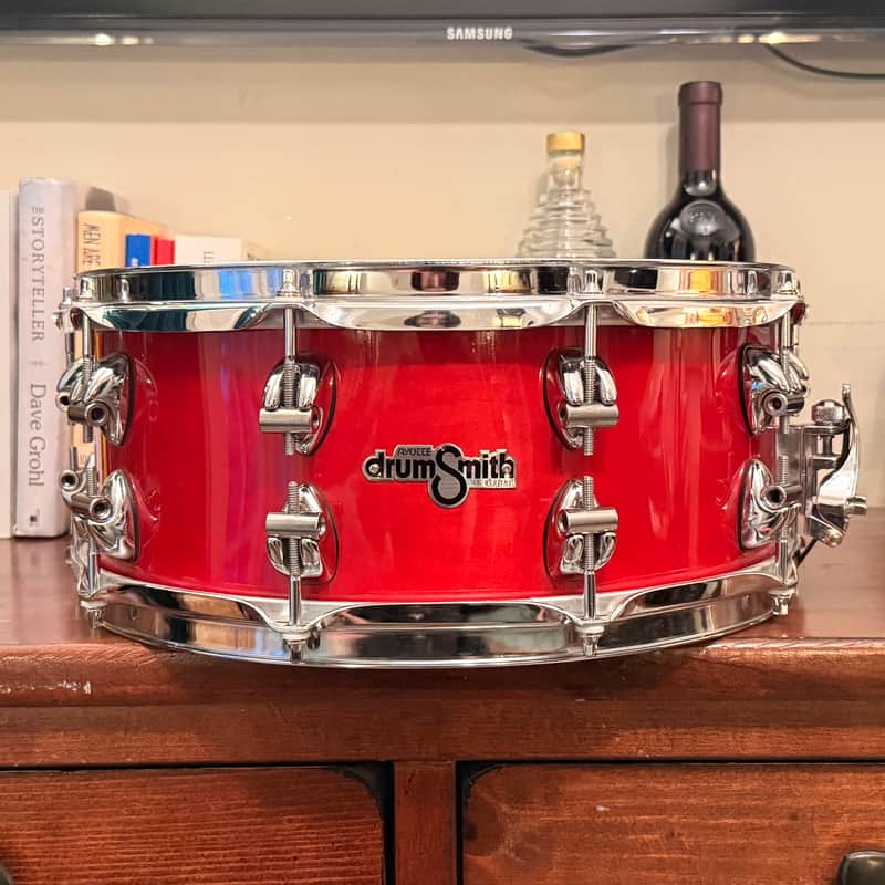 Ayotte Drumsmith 14x6 Maple Snare drum Red gloss image 1