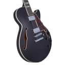 D'Angelico Premier SS Semi-Hollow Electric Guitar w/ Stopbar Tailpiece Black Flake w/Gig Bag