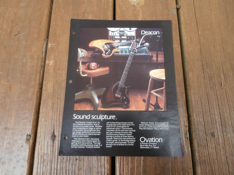 Vintage Circa 1980 Ovation Deacon Guitar Promotional Flyer! Rare, Original Case Candy, Paperwork! image 1