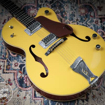 Gretsch G6118T 120th Anniversary Model Bamboo Yellow over Copper image 9