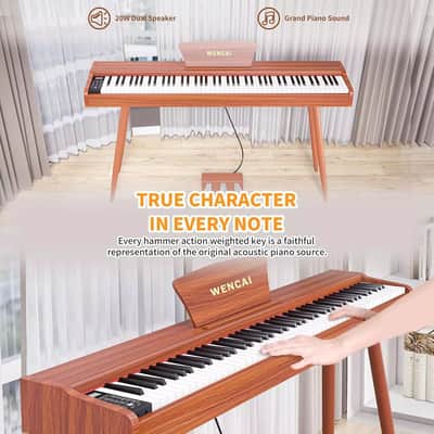 88-Key Fully Weighted Digital Piano – Hammer Action Keyboard with USB-MIDI, Triple Pedal & Stereo Speakers (Orange) image 6