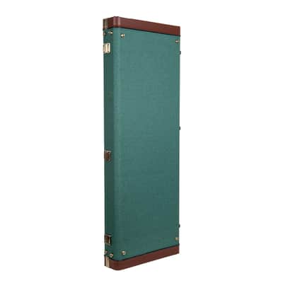 Crossrock Master Series - Wooden Jazzmaster/Jaguar Style Electric Guitar Case - Security Lock, Genuine Leather Handle, Reinforced Hardware, Metal Feet, Storage Space- Malachite Blue Tweed image 6