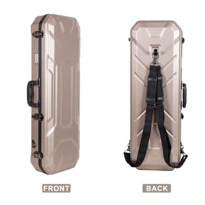 Crossrock 4/4 size Violin Case | ABS Molded Hardshell with Interior Compartment, 2 Bow Holders, Security Lock, and Detachable Straps-Champagne image 1