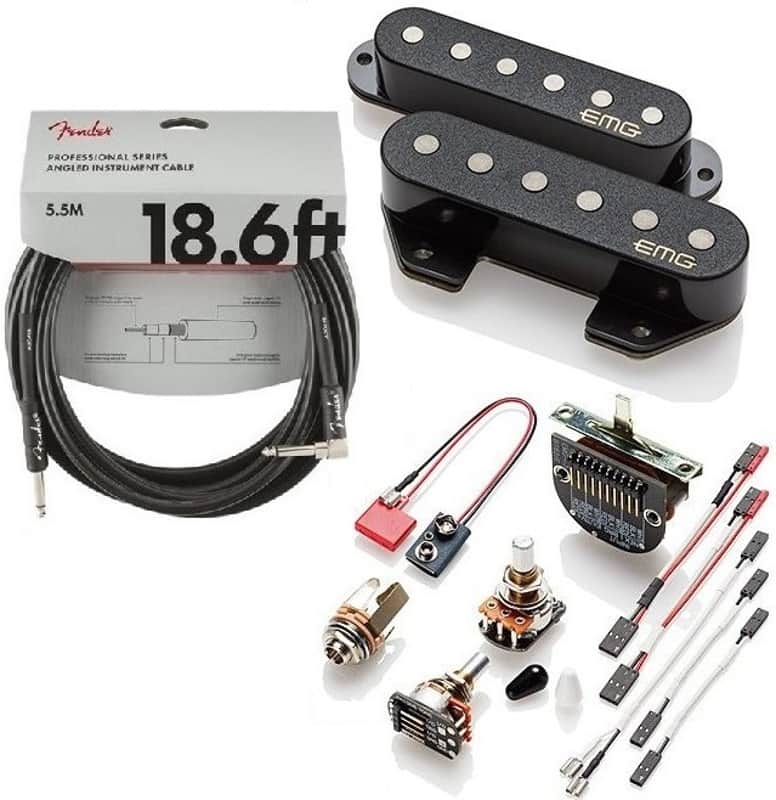 EMG T52 BLACK RETRO ACTIVE VINTAGE 1952 PICKUP SET FOR TELE SWITCH POTS & WIRING ( FENDER 18FT ) image 1