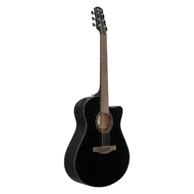 Ibanez AAM340CE 6-String Right-Handed Acoustic Electric Guitar with Low Oval Grip Thermo Aged African Mahogany Neck and Rosewood Scalloped Bridge (Rustic Black High Gloss) image 3