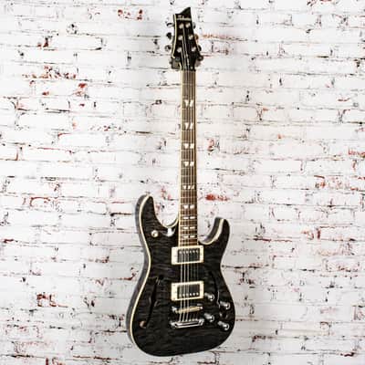 Schecter - Diamond Series C-1E/A Semi-Hollow Electric Guitar, Grey Quilted Maple - x0028 - USED image 4