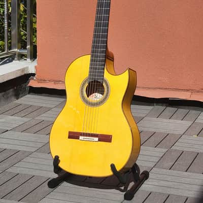 David Martinez Cabanillas Flamenco Guitar Cutaway Blanca with TWO Carlos Juan Amplification Systems!!! image 1