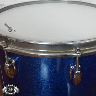 Slingerland early 1960s 3 ply bop toms 12" rack tom 14" floor tom Blue Sparkle image 8