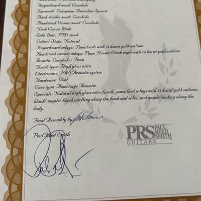 PRS PRS Custom Shop Angelus Cutaway Acoustic Guitar 2011 - Natural image 2