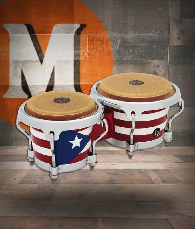 Latin Percussion LP 3 1/2 - 4 1/2" Mini Bongo Oak Puerto Rican Flag (LPM199-PR) image 1