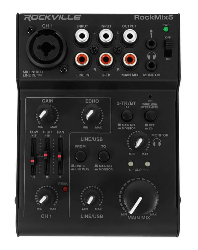 Rockville RockMix 5 USB Computer Recording Interface Mixer w/Bluetooth, Echo, EQ image 1