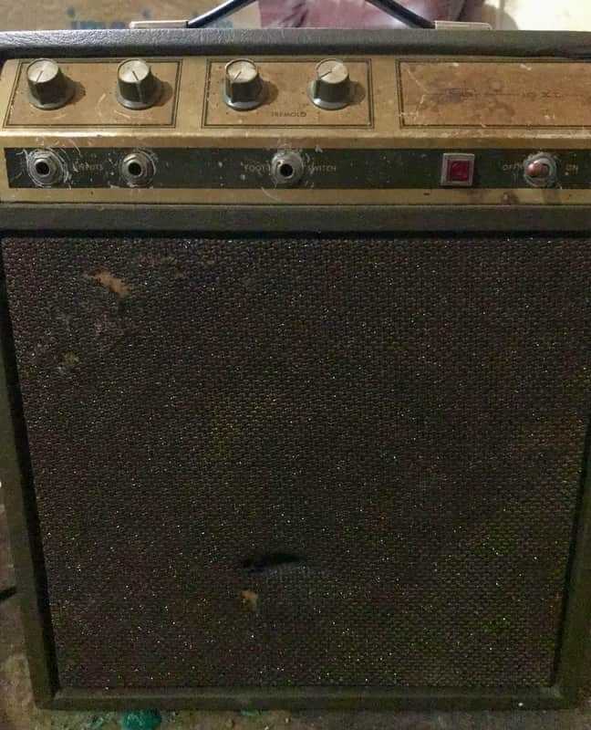 Silvertone Sears Silvertone 10XL Model 1421 Tube Amplifier Working Tremolo Late '60s - brown olive tolex with gold anodized faceplate image 1