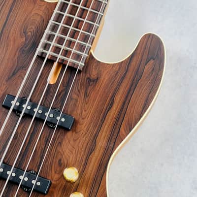 Pensa J-534 Ziricote Top Chambered 5-String Bass 2023 - Natural / Aztec Gold image 6
