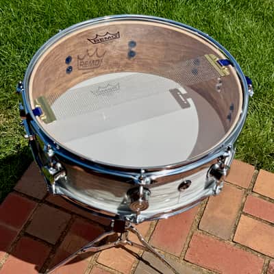 Custom Built Maple 14 x 4 Inch Snare Drum White Oyster Maple Snare Drum 2025 - White Oyster Wrap image 13