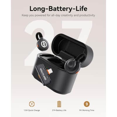 Hollyland LARK M2S DUO 2-Person Wireless Microphone System with USB-C Connector for Mobile Devices - Plug & Play (2.4 GHz, Space Gray) + Vivitar compact Selfie Video Tripod + 16GB Transcend MicroSD Memory Card with Adapter image 4