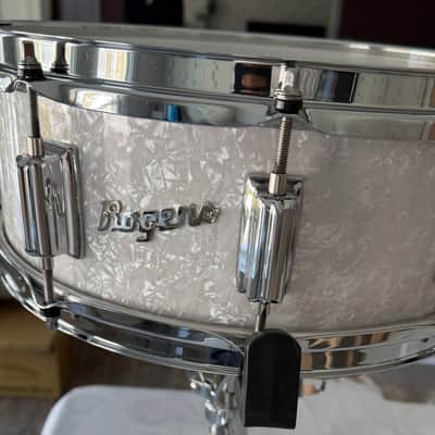 Rogers DynaSonic No. 36 Re-Issue White Marine Pearl Beavertail Snare Drum 2024 image 2