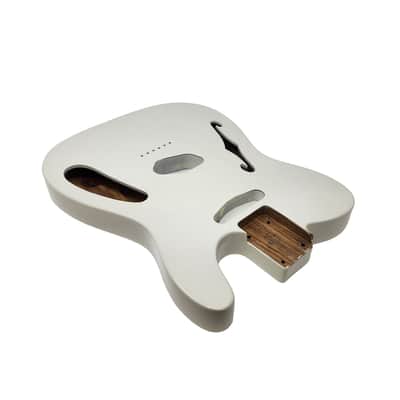 Olympic White T-Style Thinline Guitar Body – Roasted Ash – Fender-Spec – Semi-Hollow – Gloss Finish image 3