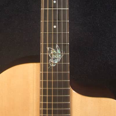 Handmade Cutaway Travel Guitar Solid Spruce, Indian Rosewood, Cat Inlay, Soft-bag Bruce Wei LTG-001 image 3