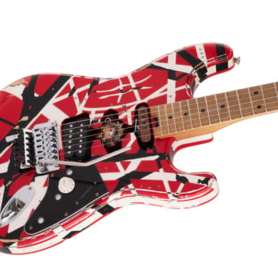 EVH Striped Series Frankie Electric Guitar. Red/White/Black Relic image 13