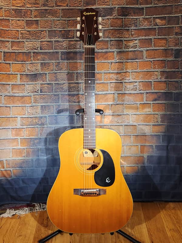 Vintage 1970s MIJ Epiphone FT-140 Bolt-On Dreadnought Acoustic Natural image 1