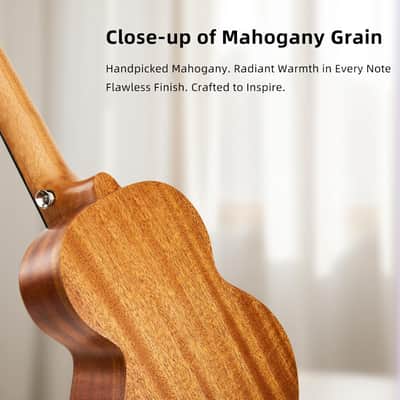Solid Top Mahogany Tenor Ukulele – Beginner Kit Includes Quick Locking Strap for Kid & Adult, Professional Ukelele with  & Strings image 2