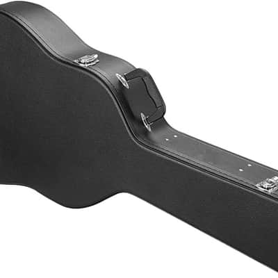 Acoustic Guitar Hard Case, 43.31 in Gourd-Shaped Guitar Hard Case, With Lock Latch Key Handle, PVC Padding Soft Lining Water-Resistant Hard Shell Guitar Case, for 39-41 in Acoustic Guitar, Black image 1
