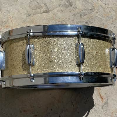 1960's MIJ 14" Gold/Silver Sparkle 5.5x14 Snare Drum Del Rey St. George image 3