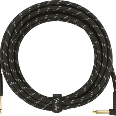 Fender Deluxe Series Instrument Cable 15 Foot Straight/Angle Black Tweed image 2