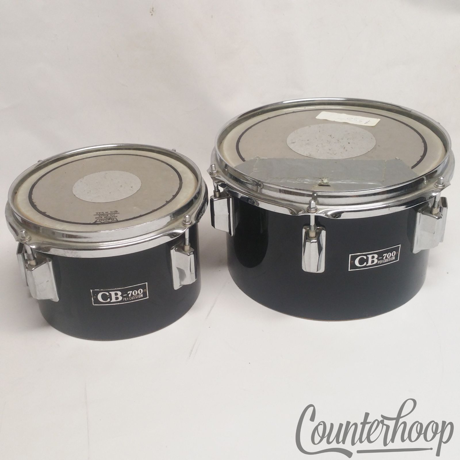Pearl Concert Toms Drums 8"x5.5+10"x6.5 CB-700 Percussion Set Vintage 80s Black — main photograph