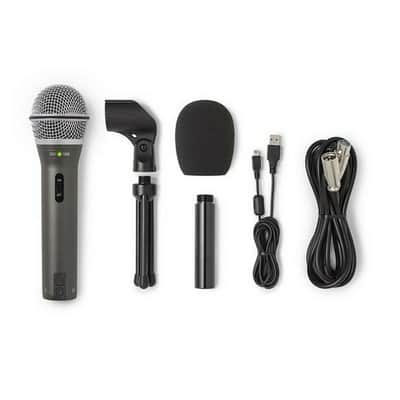 Samson Technologies Q2U USB/XLR Dynamic Microphone Recording and Podcasting Pack (Includes Mic Clip, Desktop Stand, Windscreen and Cables), silver image 4