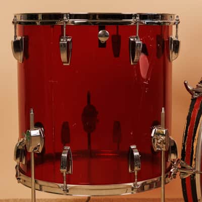 1970s Ludwig Red Vistalite 14x22, 8x12, and 16x16 Drum Set image 3
