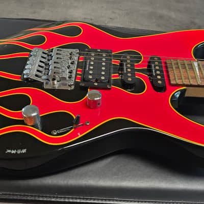 Jackson Dinky Pro Series DK2 MJ Japan Hand Painted Signed Hot Rod Flames Japanes MIJ Super Strat HSS Floyd Rose 2002 Fender First Year image 13