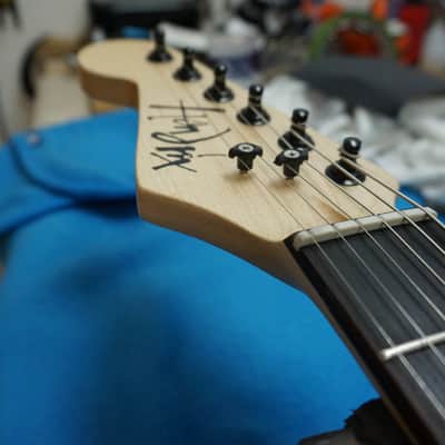 Custom Unique Jimi Hendrix stratocaster guitar left handed black & natural wood image 5