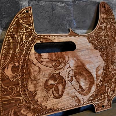 Wood Pickguard for Telecaster Laser engraved Real Cherrywood with Unique Artwork image 2