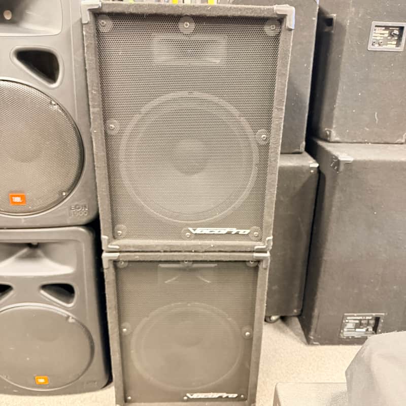VocoPro VX-15 15" Passive PA Speaker Pair Karaoke DJ Church Band Speakers image 1