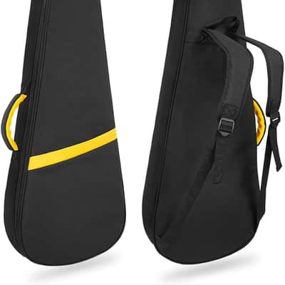 Electric Guitar Bag 7mm Padding Electric Guitar Case, 39 Inch Electric Guitar Gig Bag Backpack with Neck Strap and Pockets (Black/Yellow Strip) image 3