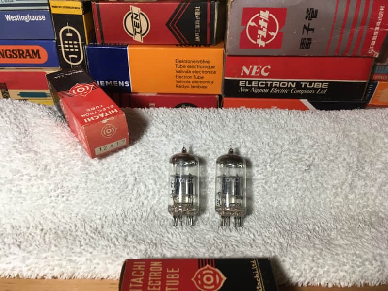 2 Matched NOS Hitachi Japan 12AT7 ECC81 ~ Rare Special NHK Communications Grade ~ Holy Grail Punchy Jangley Dynamic Warm Tone image 1