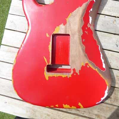 DY Guitars Gary Moore fiesta red relic strat body PRE-BUILD ORDER image 4