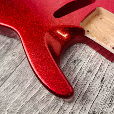 Havok Hard Tail Ruby Red Metallic 2pc Mahogany Guitar S type, HS config Custom Guitar Body. 80' style image 4