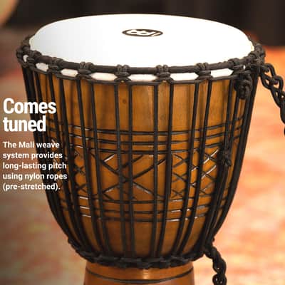 Meinl Percussion Djembe with Mahogany Wood — 10" Medium Size Rope Tuned Goat Skin Head (HDJ17-M) image 5