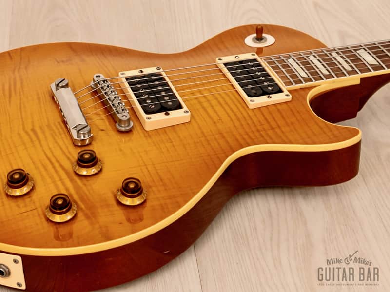 1990 Greco EG-1000D Flame Top Trans Amber w/ USA Seymour Duncan